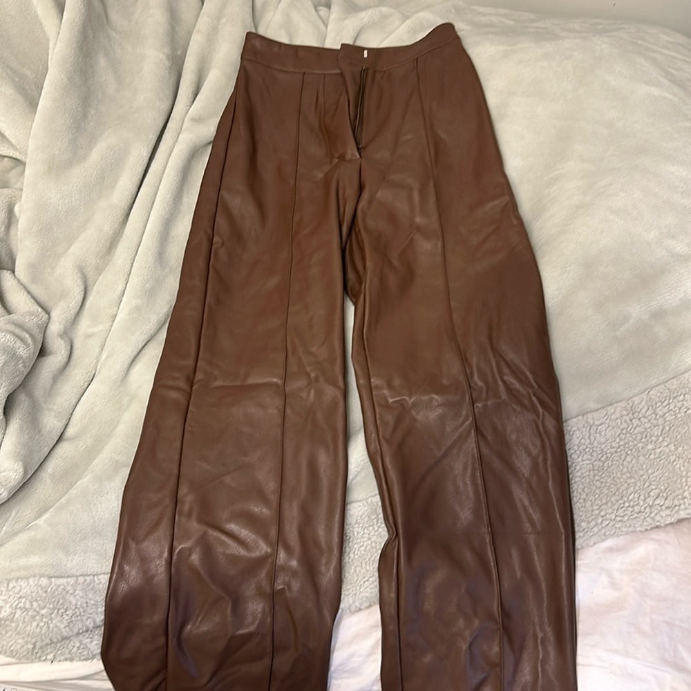 Brown leather pants